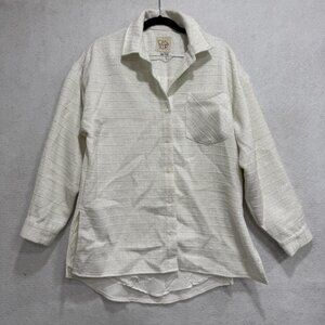 Chasor Shirt Womens Medium White Textured Button Up Long Sleeve Sparkle Blouse